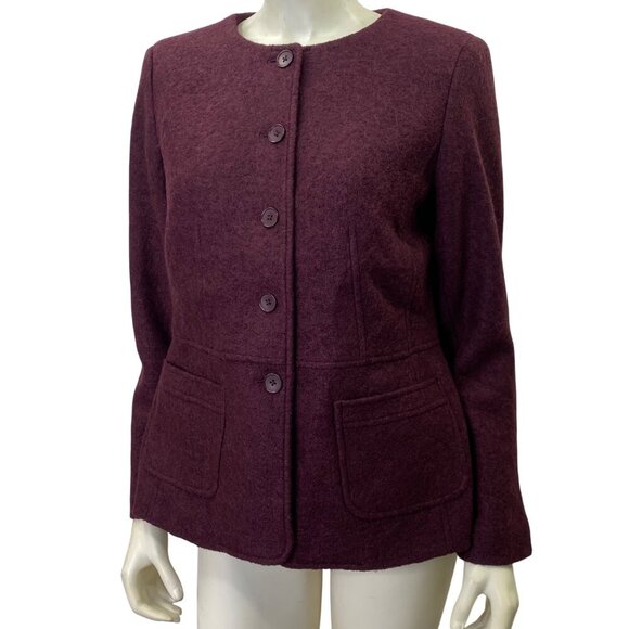 Talbots Womens Plum Wool Blend Button-Up Jacket 8P - Picture 1 of 7